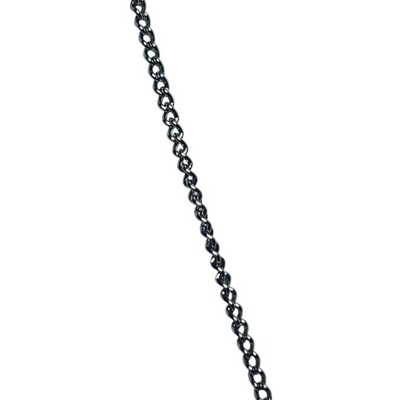 Silver Tone Curb Chain Necklace With Faux Turquoise Cross Pendant (5683) - Picture 5 of 8